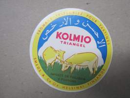 Kolmio - Triangel, Smeds & Co Oy, Helsinki -Valio juustoetiketti / vientietiketti