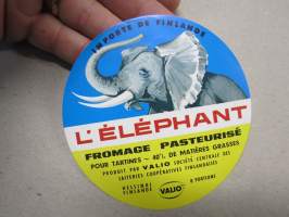 L´Elephant -Valio juustoetiketti / vientietiketti