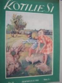 Kotiliesi 1930 nr 14, 15.7. heinäkuu II numero, Dresdenin hygieninen näyttely, Noormarkku - Katriina Ihanakangas, Takannessa värikäs  Pommac-mainos, Huonekalumessut