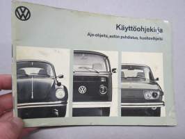 Volkswagen käyttöohjekirja osa 2, Ajo-ohjeita, auton puhdistus, huoltovihjeitä - Tyypit 1,2 ja 4, elokuu 1973