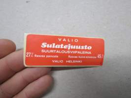 Valio sulatejuusto suurtalousviipaleina -juustoetiketti