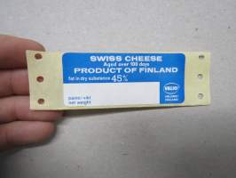 Valio Swiss Cheese -juustoetiketti