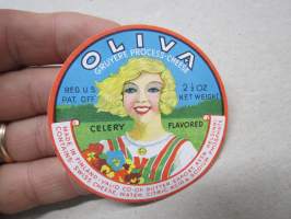 Valio Oliva Celery Flavored -juustoetiketti