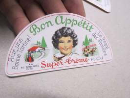 Valio Bon Appetit Super-Creme -juustoetiketti