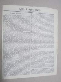 Den 1. April 1905 -sortokauden aikainen Tukholmassa julkaistu lehtinen