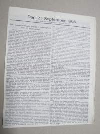 Den 21. September 1905 -sortokauden aikainen Tukholmassa julkaistu lehtinen