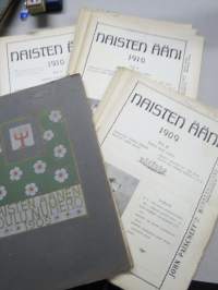 Naisten Ääni - erä lehtiä 20 kpl vuosilta 1909-1910, hyvää ajankuvaa naisten ja naisasialiikkeen näkökulmasta