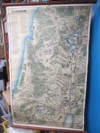 Der Lebensweg Jesu, Bildkarte -Jeesuksen elämänkulku kartalle sijoitettuna (nykyisen Israelin alueella), saksalainen seinäkartta / opetuskartta