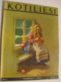 Kotiliesi 1935 nr 1  (kansi Martta Wendelin) Takakannessa värikuva Eva Brummer malli Koti ja artikkelissa Taideteollisuutemme vuosikatselmus asiaa ja kuvia