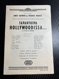 Tapahtuipa Hollywoodissa / Det hände i Hollywood -käsiohjelma pääosissa / i huvudrollerna Janet Gaynor, Fredie Marh