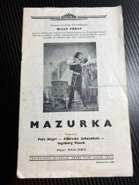 Mazurka / Mazurka -käsiohjelma pääosissa / i huvudrollerna Pola Negi, Albrecht Schoenhals