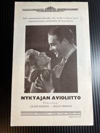 Nykyajan avioliitto / Ett modernt äktenskap -käsiohjelma pääosissa / i huvudrollerna Lilian Harvey, Willy Fritsch