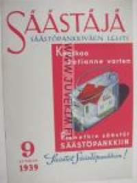 Säästäjä  1939 nr 9 (Säästöpankin asiakaslehti. Takana Rudolf Koivun ja Raul Roineen Kurre ja Kirre -sarjakuva)