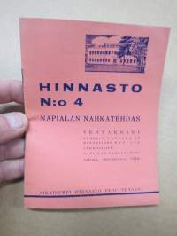 Napialan Nahkatehdas Oy - Hinnasto nr 4