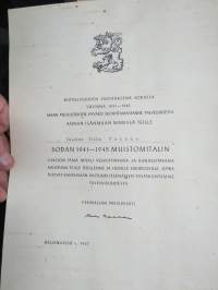 Sodan 1941-1945 (Jatkosodan) muistomitalin myöntökirja, ilmasuojelumies Vilho Vuokko, (Turku)