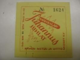 Mankalan Juhannusjuhlat 23.6.1946 -pääsylippu 