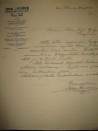 John Kivisen koneellinen kivenveistämö, Raahe 20.10 1923 asiakirja