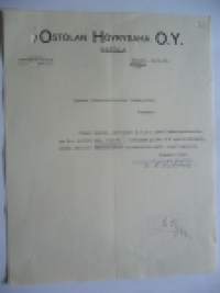 Ostolan Höyrysaha O.Y. Ähtäri 31.5.1927 -asiakirja