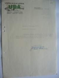 Verkakauppa Ura Oy Helsinki 25.9.1945 -asiakirja