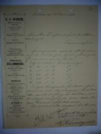 D. V. Widbom Bjönreborg/Pori 10.2.1896 -asiakirja