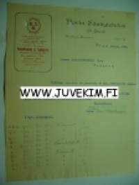 Porin sänkytehdas & Ekvwall  Pori 4.12.1923 -asiakirja