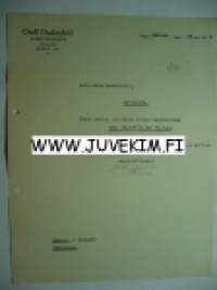 Orell Osakeyhtiö Kangaskauppa Viipuri 24.11.1933 -asiakirja