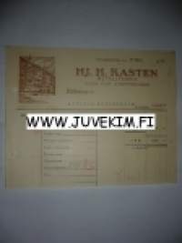 HJ. H. Kasten Metallfabrik Helsingfors/Helsinki 22.3.1922 -asiakirja