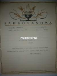 Ylijohtaja Stenfors Vaasa 26.10.1936 -sähkösanoma