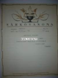 Arkkitehti Stenfors Vaasa 26.10.1936 -sähkösanoma