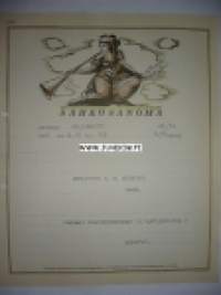 Arkkitehti A. V. Stenfors Helsinki 26.10.1936 -sähkösanoma