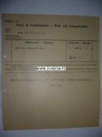 Arkitekt Stenfors Wasa 26.10.1936 -sähkösanoma