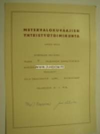 Metsävalokuvaajien yhteistyötoimikunta -palkintokirja Onni Hilska
