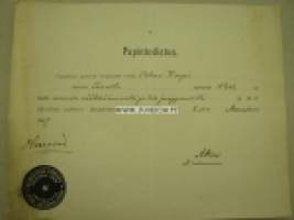 Papintodistus rangaistusvanki Oskari Korpi 1887