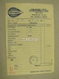 Oy Maan Auto Ab Helsinki 1954 -kuitti