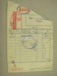 Esso Huoltoasema Uudenmaantulli Turku 1958 -kuitti