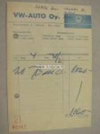 VW-Auto Oy Helsinki 195? -kuitti