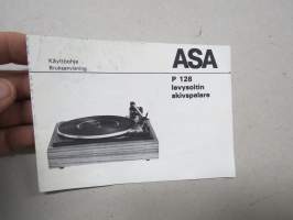 ASA P 128 levysoitin / skivspelare -käyttöohje / bruksanvisning