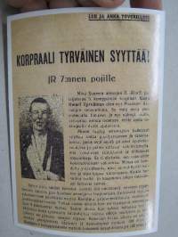 Korpraali Tyrväinen syyttää! JR 7:nnen pojille -neuvostoliittolainen lentolehtinen, josta tehty postikortti