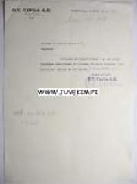 O.Y. Yxpila A.B. Ykspihlaja 21.7.1945 -asiakirja