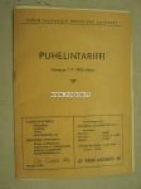 Turun kaupungin teknilliset laitokset -Puhelintariffi 1950