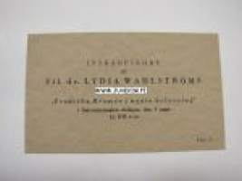 Pääsylippu Fil. tri Lydia Wahlström´in esitelmään 