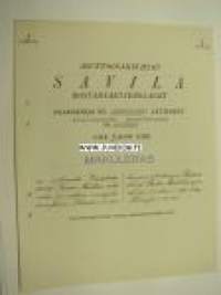 Asunto-osakeyhtiö Savila Bostadsaktiebolaget, Helsinki 1926 5 000 mk -osakekirja