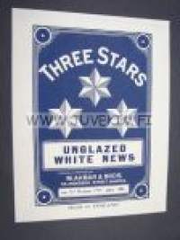 Three Stars -suomalaisen paperiteollisuuden pakkausetiketti