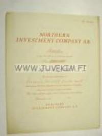 Northern Investment Company Ab, Helsinki 10 000 mk -osakekirja -share certificate