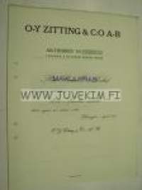 Oy Zitting & Co Ab, Helsinki 1 000 mk -osakekirja