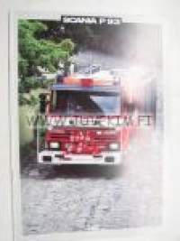 Scania P93 paloauto -myyntiesite (1988) / sales brochure