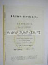 Rauma-Repola Oy, Helsinki 1952, 100 000 mk -osakekirja