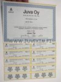 Juva Oy, Espoo 1987, 10 000 mk -osakekirja