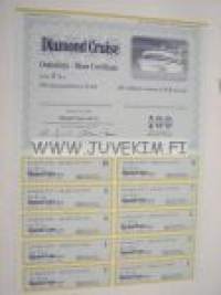 Diamond Cruise Oy, Helsinki 18.5.1990, 100 kantaosaketta, 1 000 mk -osakekirja. Specimen-
rei'itetty