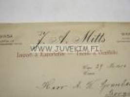 J.A. Mitts Vaasa Import & Export, Tuonti- ja Vientiliike 29.3.1924 -asiakirja